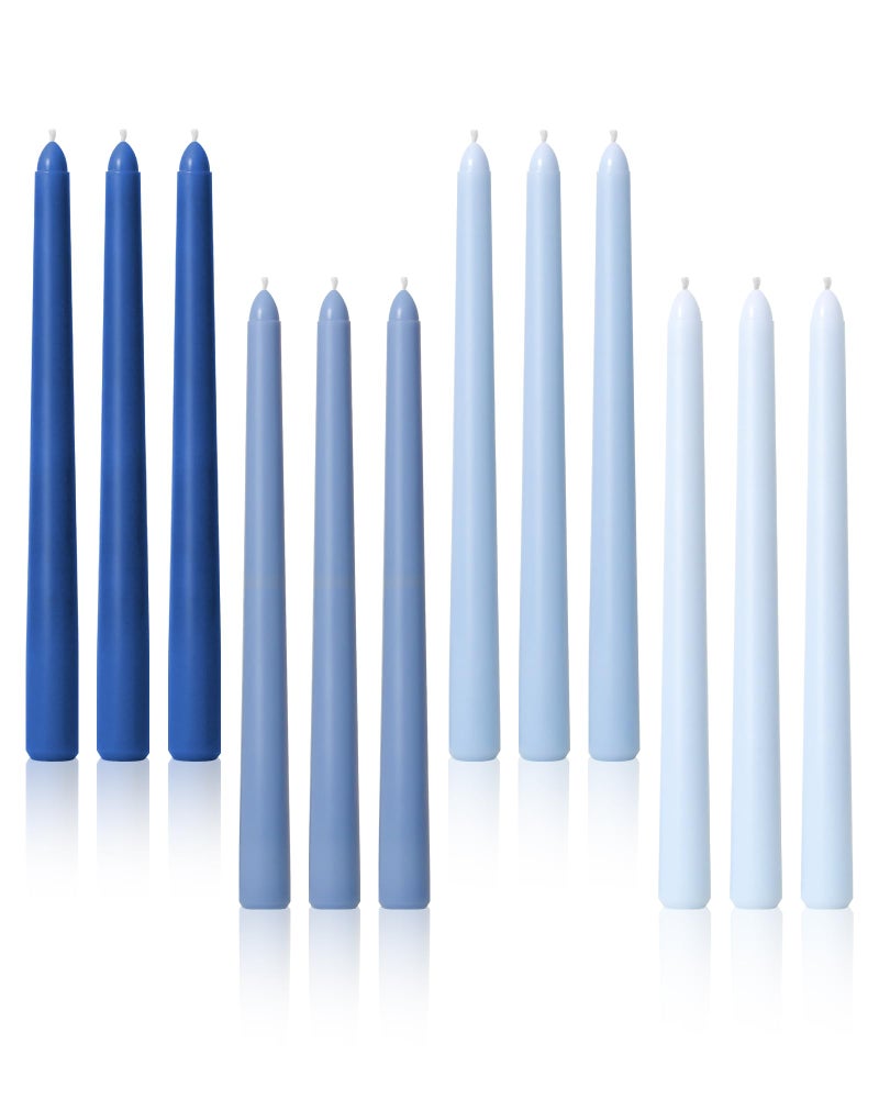 Viyffo 10 Inch Taper Candles Blue Set of 12 Unscented  Dripless  Smokeless Long Tall Tapered Candlesticks Wedding Home Decor Dinner-Natural Color Series - Image 1
